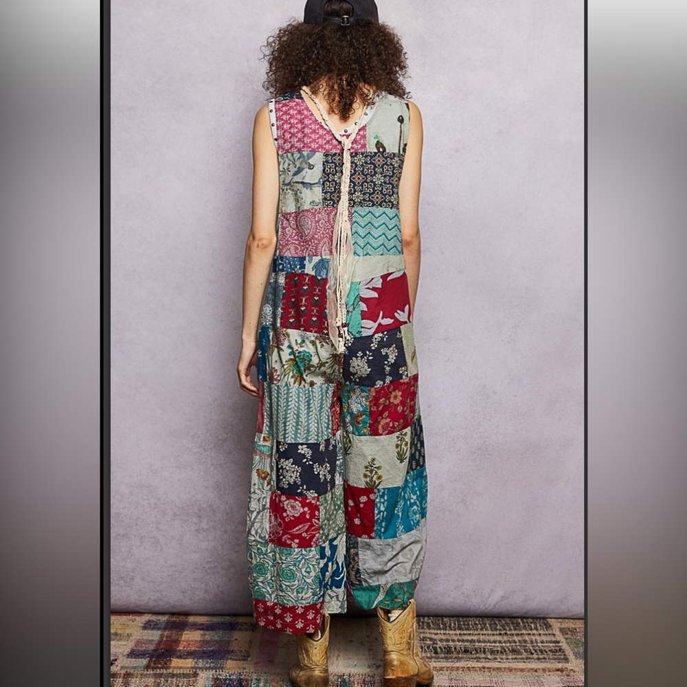 POL Patchwork Maxi Jumpsuit in Multicolor - Picture 2 of 8